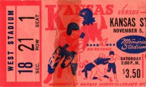 1955_College_Football_Kansas State vs. Kansas_Memorial Stadium_Lawrence_Row One Brand Ticket Art